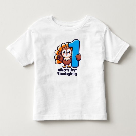 Eerste Thanksgiving Gepersonaliseerd Schattige Tur Kinder Shirts (Voorkant)