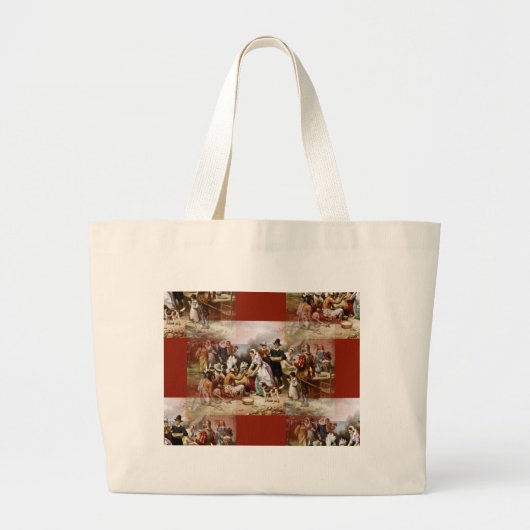eerste Thanksgiving Grote Tote Bag (Voorkant)