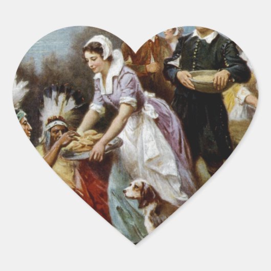 eerste Thanksgiving Hart Sticker (Voorkant)