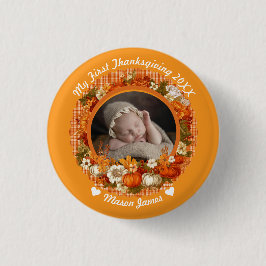 Eerste Thanksgiving herfst bloemenfoto van baby Ronde Button 3,2 Cm