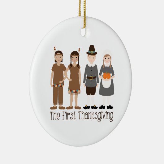 Eerste Thanksgiving Keramisch Ornament (Rechts)