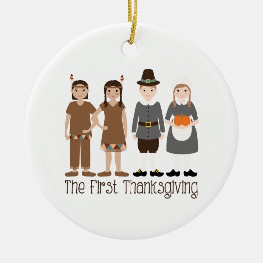 Eerste Thanksgiving Keramisch Ornament (Voorkant)
