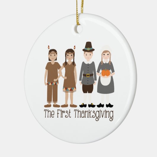 Eerste Thanksgiving Keramisch Ornament (Links)