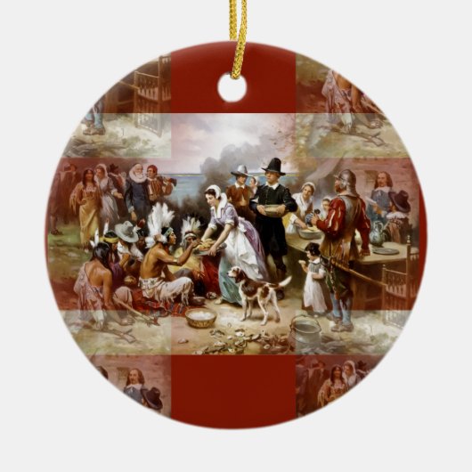 eerste Thanksgiving Keramisch Ornament (Voorkant)