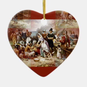 eerste Thanksgiving Keramisch Ornament