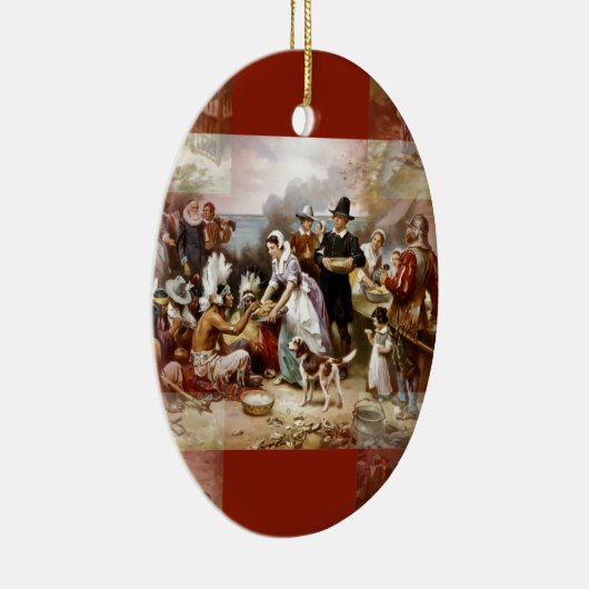 eerste Thanksgiving Keramisch Ornament (Rechts)