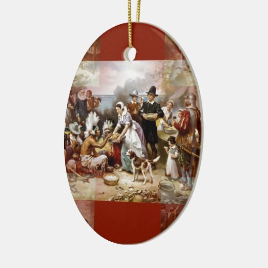 eerste Thanksgiving Keramisch Ornament (Links)