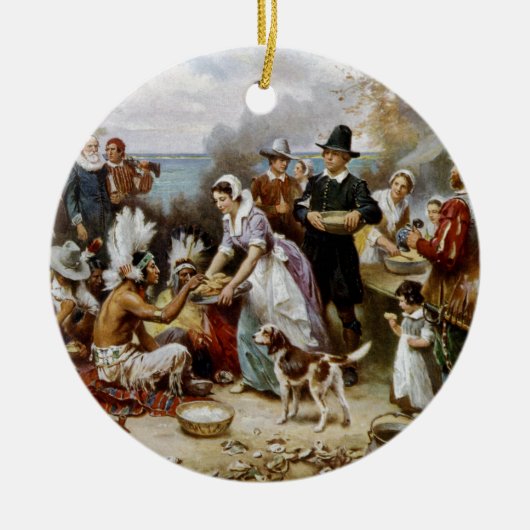 Eerste Thanksgiving Keramisch Ornament (Voorkant)