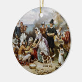 Eerste Thanksgiving Keramisch Ornament (Links)
