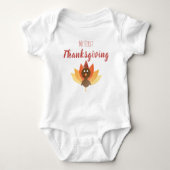 Eerste Thanksgiving klap rood Sinaasappel Turkije Romper (Voorkant)