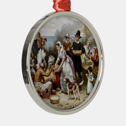 eerste Thanksgiving Metalen Ornament (Rechts)