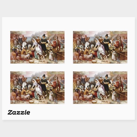 eerste Thanksgiving Rechthoekige Sticker (Vel)