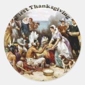 Eerste Thanksgiving Ronde Sticker (Voorkant)