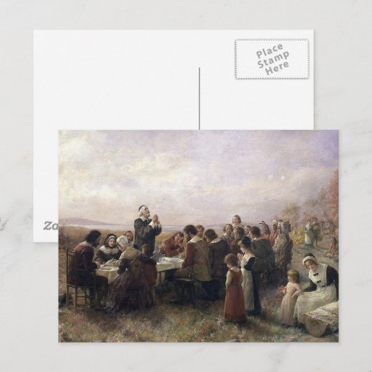 Eerste Thanksgiving  schilderen Feestdagenkaart (Voorkant / Achterkant)