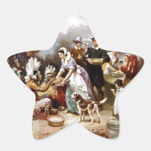 eerste Thanksgiving Ster Sticker (Voorkant)