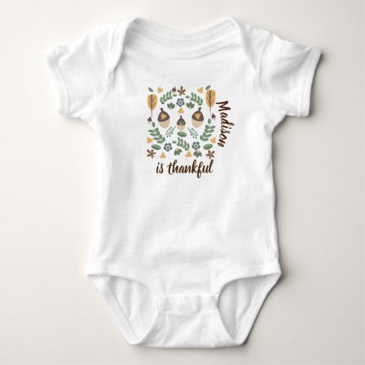 Eerste Thanksgiving van de baby is dankbaar groen Romper (Voorkant)