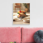 Eerste Thanksgiving van een Puppy Canvas Print (Insitu (Woonkamer))