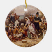 Eerste Thanksgiving van Jean Leon Gerome Ferris Keramisch Ornament (Voorkant)