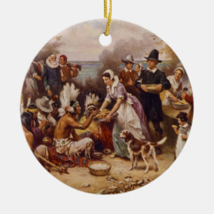 Eerste Thanksgiving van Jean Leon Gerome Ferris Keramisch Ornament