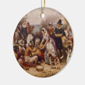 Eerste Thanksgiving van Jean Leon Gerome Ferris Keramisch Ornament (Links)