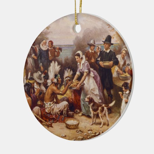 Eerste Thanksgiving van Jean Leon Gerome Ferris Keramisch Ornament (Links)