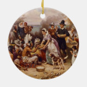 Eerste Thanksgiving van Jean Leon Gerome Ferris Keramisch Ornament (Achterkant)