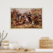 Eerste Thanksgiving van Jean Leon Gerome Ferris Poster (Keuken)
