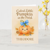 Eerste Thanksgiving voor Baby Boy met pompoen Kaart (Gele Bloem)