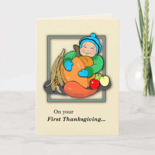 Eerste Thanksgiving voor Baby Feestdagen Kaart (Voorkant)