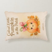 Eerste Thanksgiving voor Baby Girl with Pumpkin Accent Kussen (Voorkant)