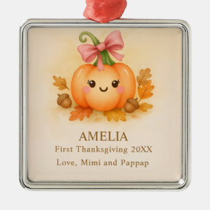 Eerste Thanksgiving voor Baby Girl with Pumpkin Metalen Ornament