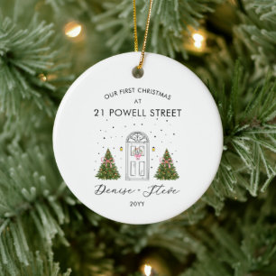 Eerste thuisadres Kerstcadeau Keramisch Ornament