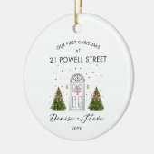Eerste thuisadres Kerstcadeau Keramisch Ornament (Links)