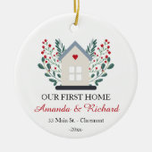 Eerste thuisgepersonaliseerde kerst keramisch ornament (Voorkant)