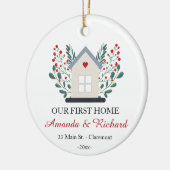 Eerste thuisgepersonaliseerde kerst keramisch ornament (Links)