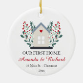 Eerste thuisgepersonaliseerde kerst keramisch ornament (Achterkant)