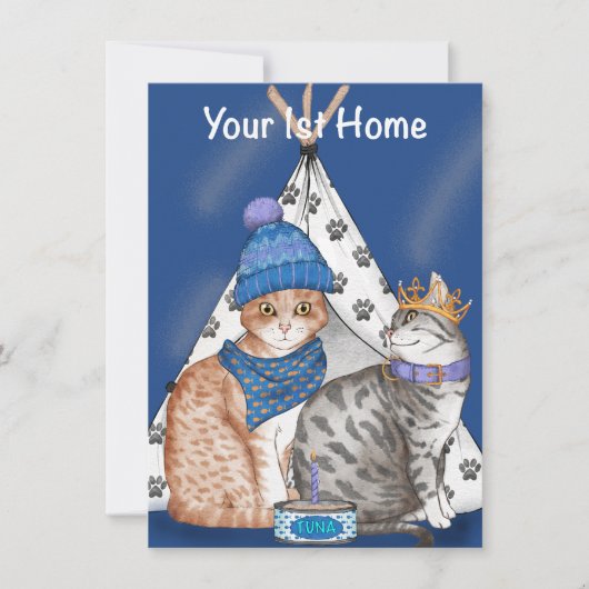 Eerste thuiskaart met katten feestdagenkaart (Voorkant)