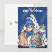 Eerste thuiskaart met katten feestdagenkaart (Voorkant / Achterkant)