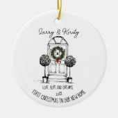 Eerste thuisnamen bewerkbare berichten Kerstmis Or Keramisch Ornament (Voorkant)