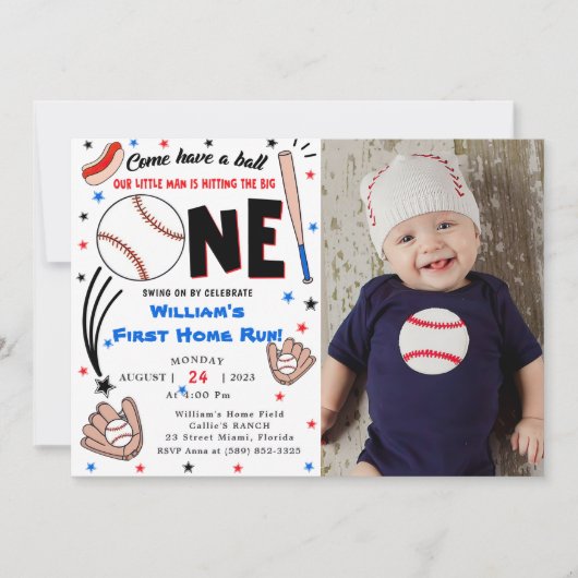 Eerste thuisrun Baseball op Birthday Kaart (Voorkant)