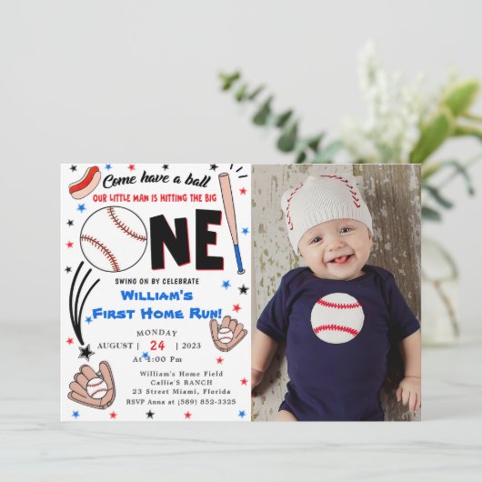 Eerste thuisrun Baseball op Birthday Kaart (Staand voorkant)