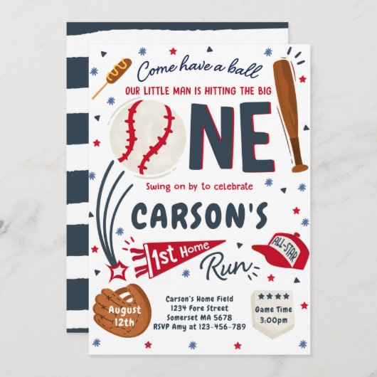 Eerste thuisrun Baseball op Birthday Kaart (Voorkant / Achterkant)