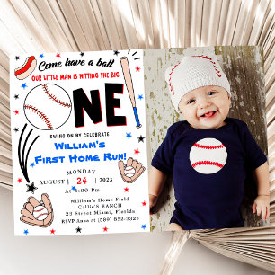 Eerste thuisrun Baseball op Birthday Kaart