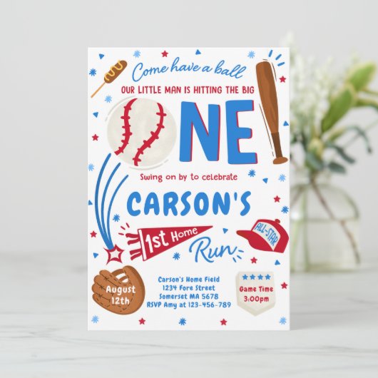 Eerste thuisrun Baseball op Birthday Kaart (Staand voorkant)