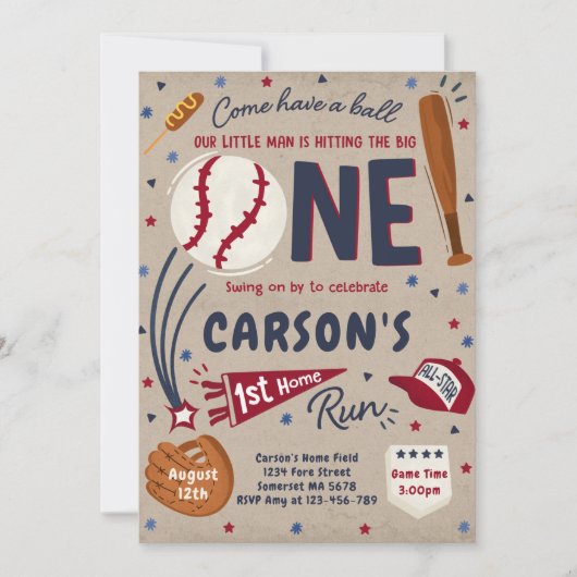 Eerste thuisrun Baseball op Birthday Kaart (Voorkant)
