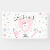 Eerste tienduizend babymeisje doudepartij bewerkba spandoek (Horizontaal)