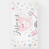 Eerste tienduizend babymeisje doudepartij bewerkba spandoek (Verticaal)