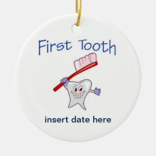 Eerste Tooth Keramisch Ornament