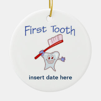 Eerste Tooth Keramisch Ornament