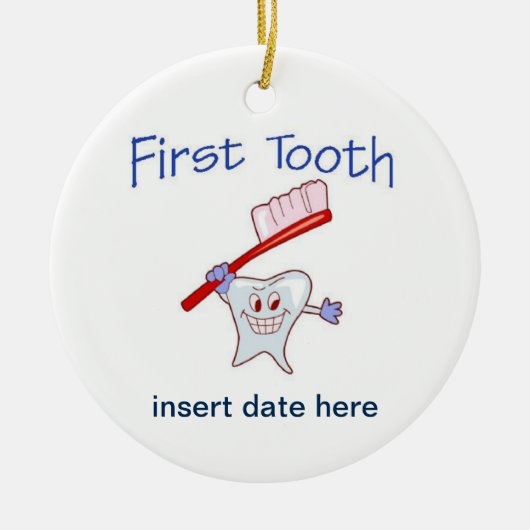 Eerste Tooth Keramisch Ornament (Voorkant)